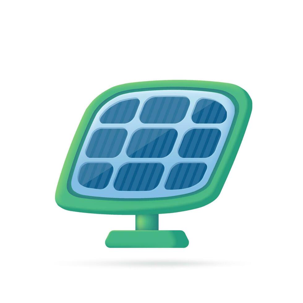 Solar cell. Electricity generation concept from solar energy. 3d illustration vector