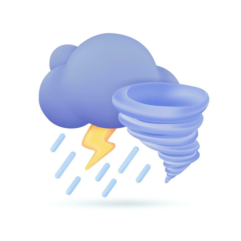 3D weather forecast icons Thunderstorms and whirlwinds Stormy weather. 3d illustration vector