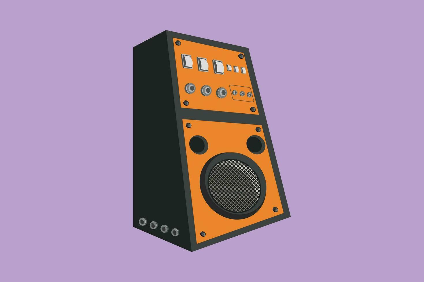 dibujos animados plano estilo dibujo sonido sistema altavoz en de madera cuerpo. música altoparlante, sub woofer acústico estéreo musical equipo icono. fiesta música sonido actuación. gráfico diseño vector ilustración