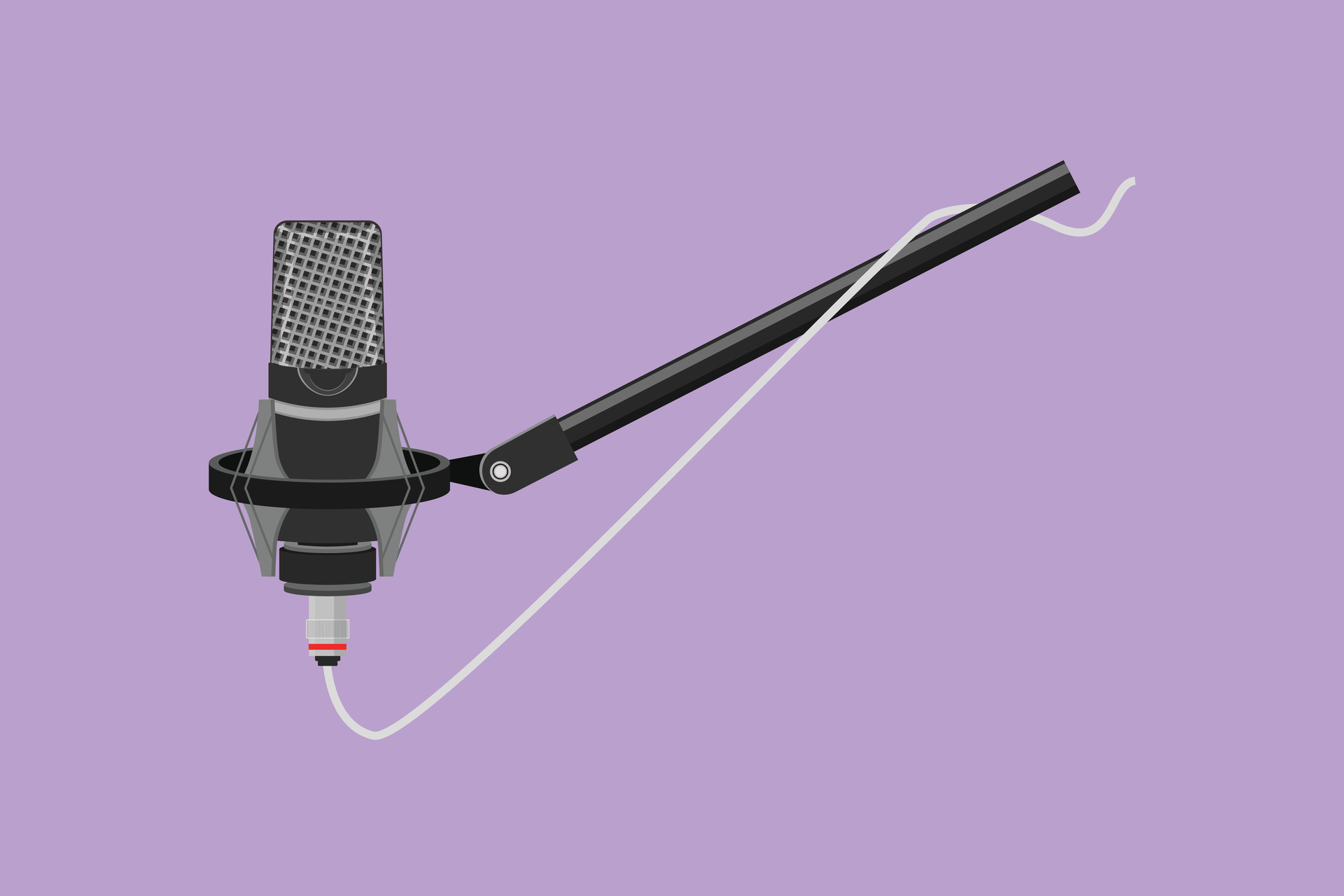 Graphic flat design drawing of modern microphone with clipping path