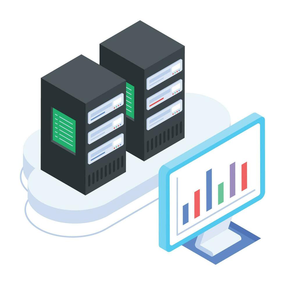 Modern of Server Racks Isometric Icon vector