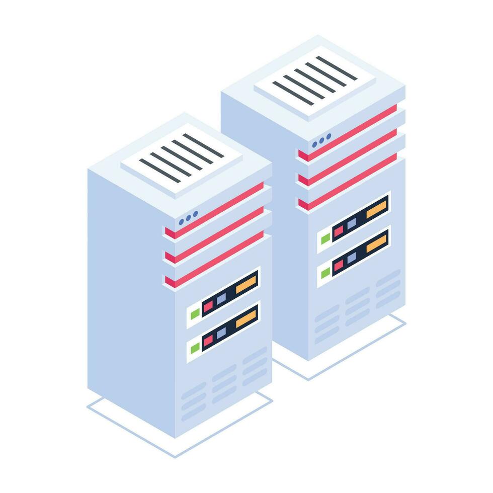 Modern of Server Racks Isometric Icon vector