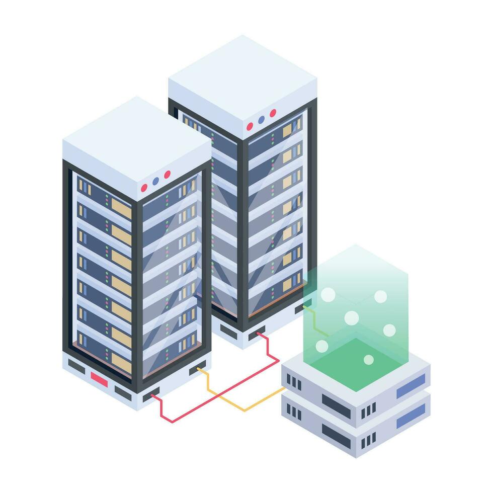 Modern of Server Racks Isometric Icon vector