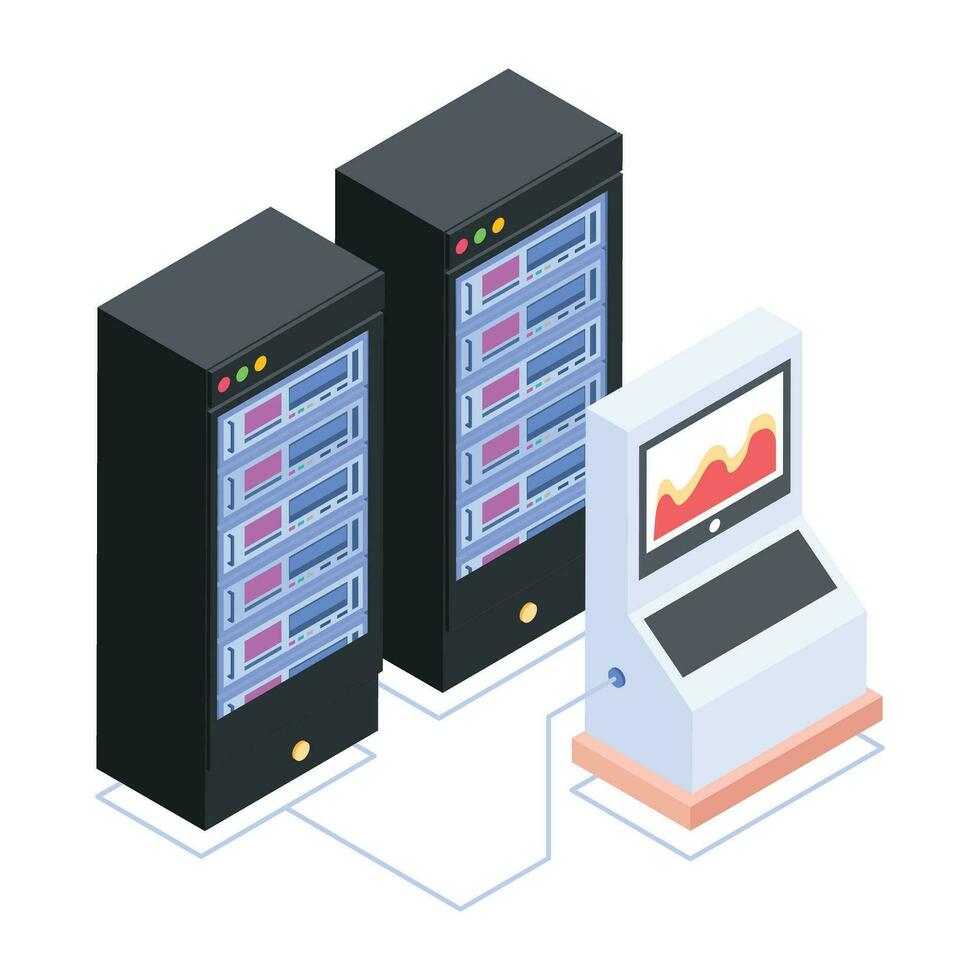 Modern of Server Racks Isometric Icon vector