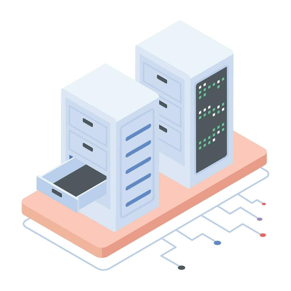 Modern of Server Racks Isometric Icon vector