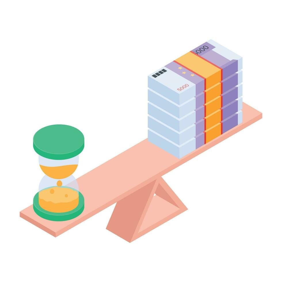 An isometric icon of balance money vector