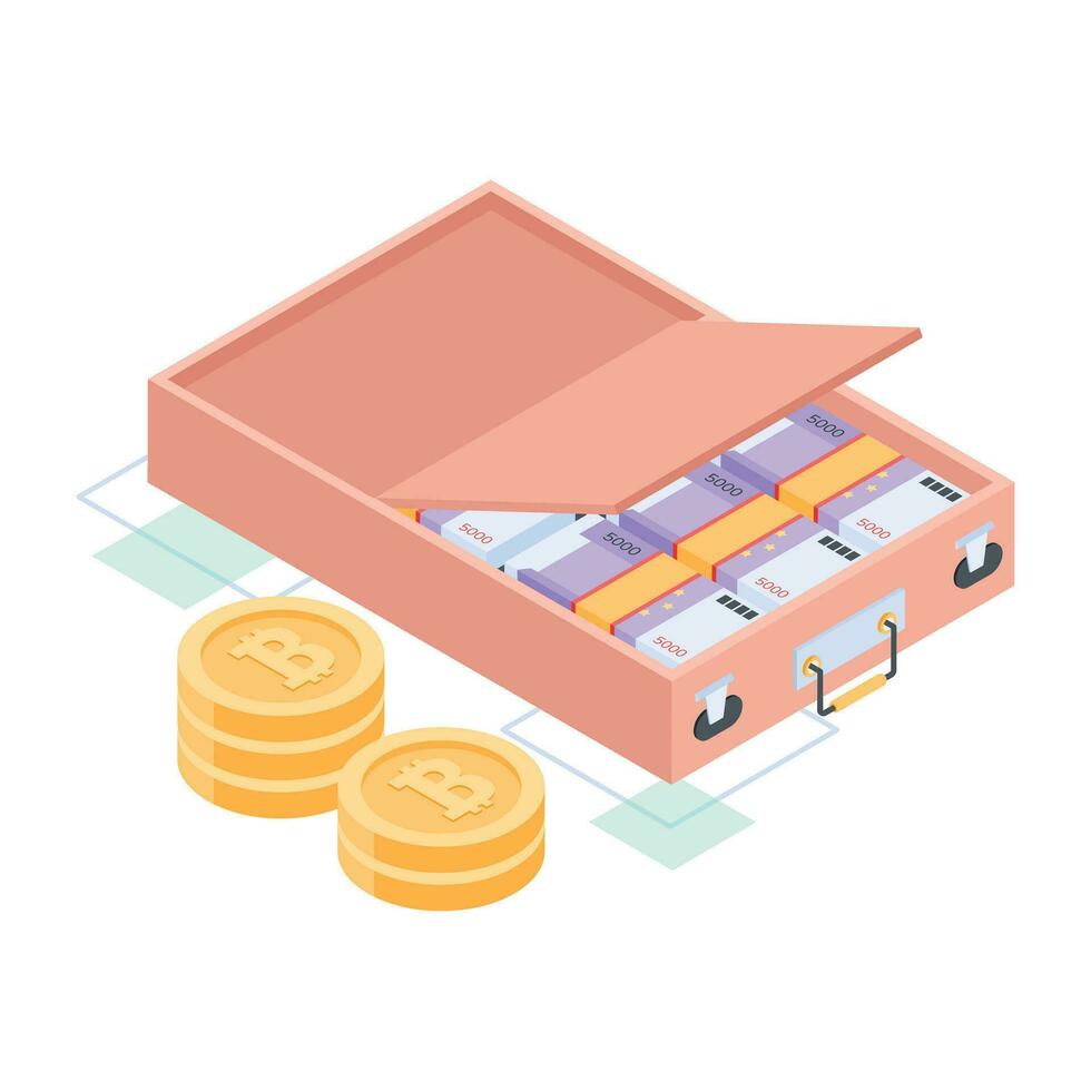 Trendy isometric icon of money drawer vector
