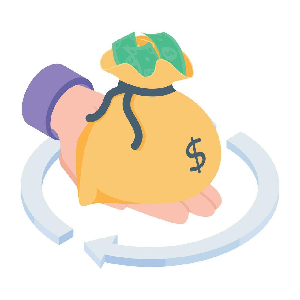 Trendy isometric icon of cash flow vector