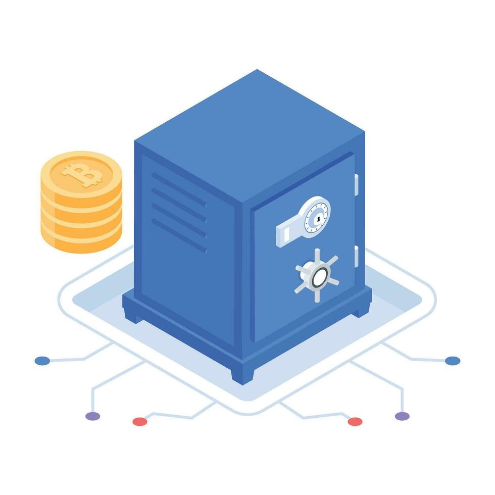 Modern isometric icon of bitcoin vault vector