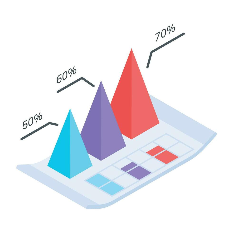 An isometric icon of growth analysis vector