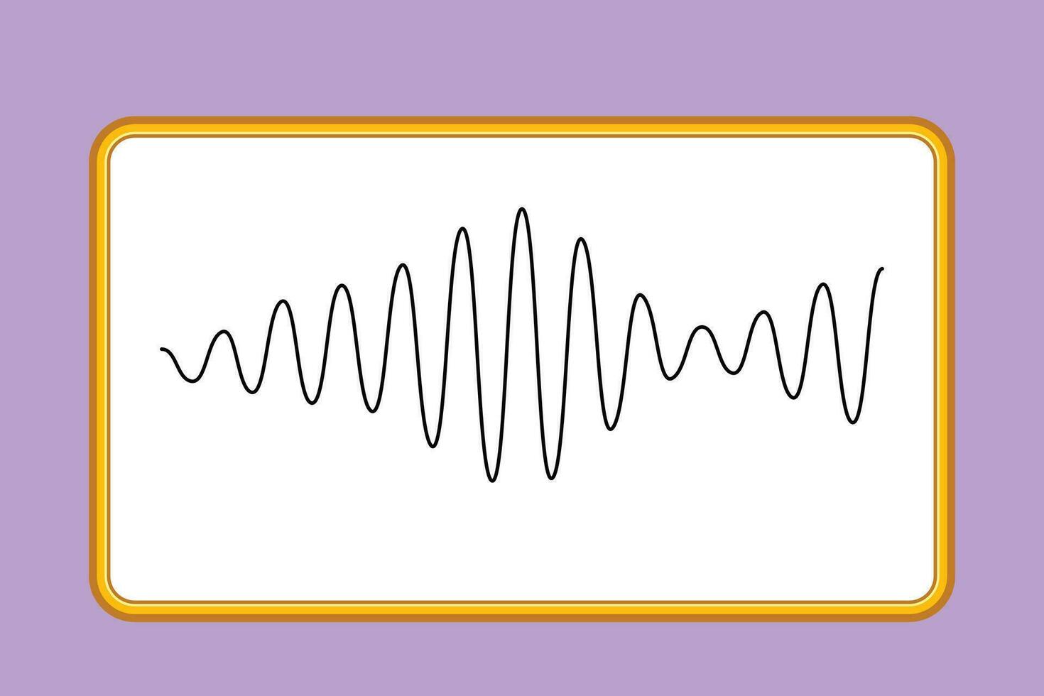 Graphic flat design drawing of black sound waves. Music audio frequency, voice line waveform, electronic radio signal, volume level symbol. Vector curve radio waves. Cartoon style vector illustration