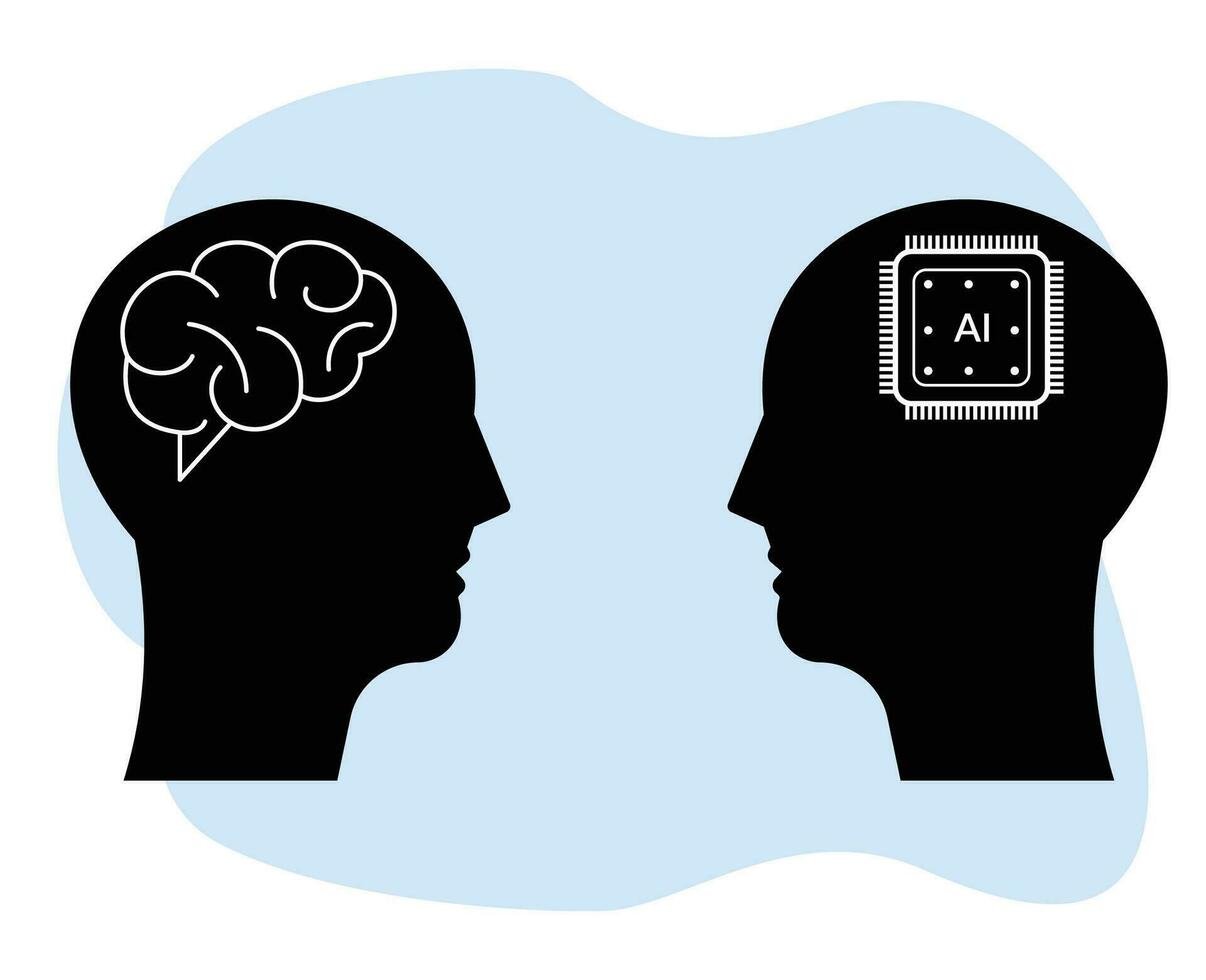 humano inteligencia vs artificial inteligencia vector