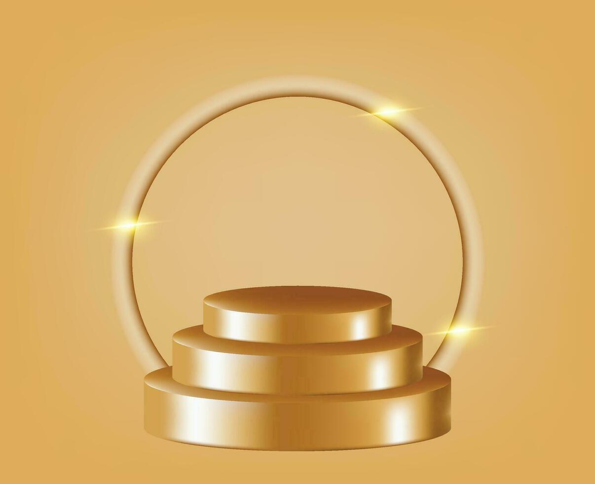 realistic golden 3d podium background vector