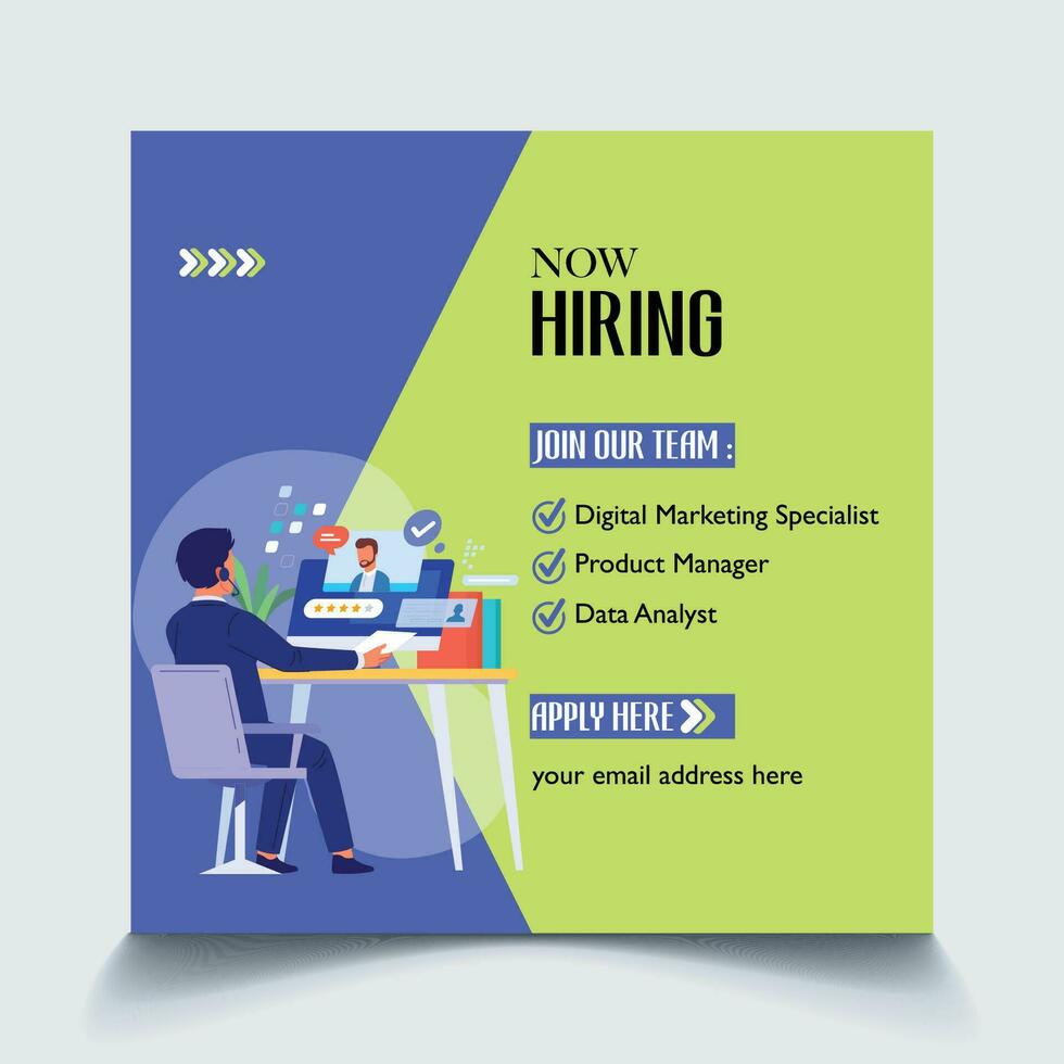 We are Hiring Social Media Post Template vector