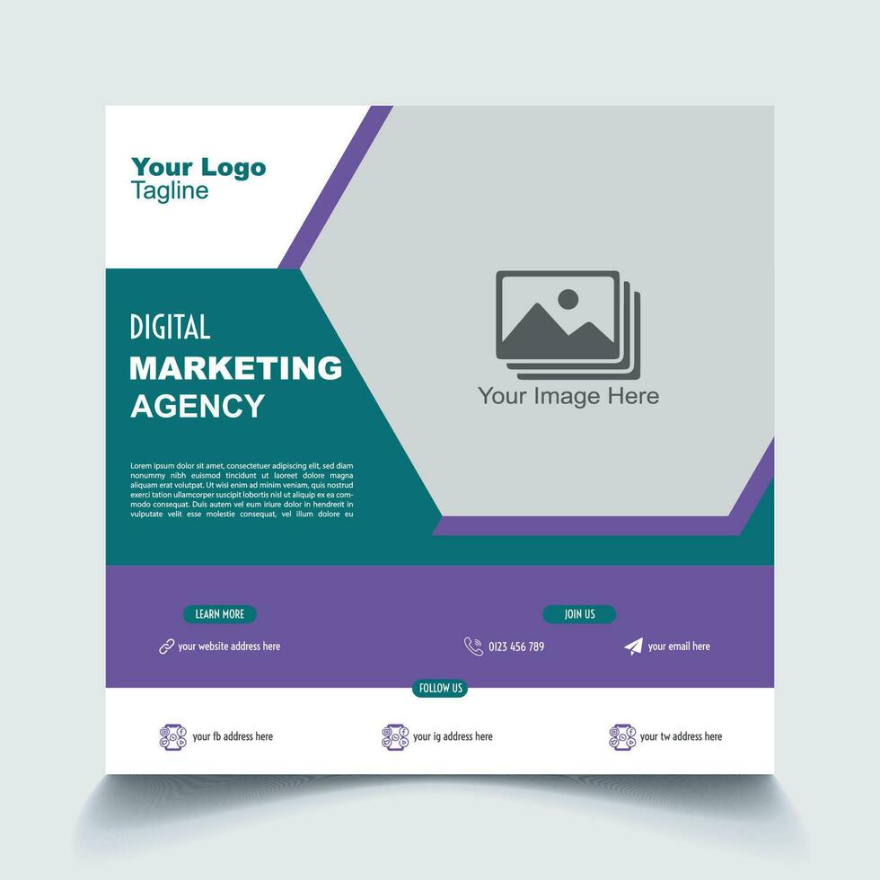 Digital marketing agency social media post template vector