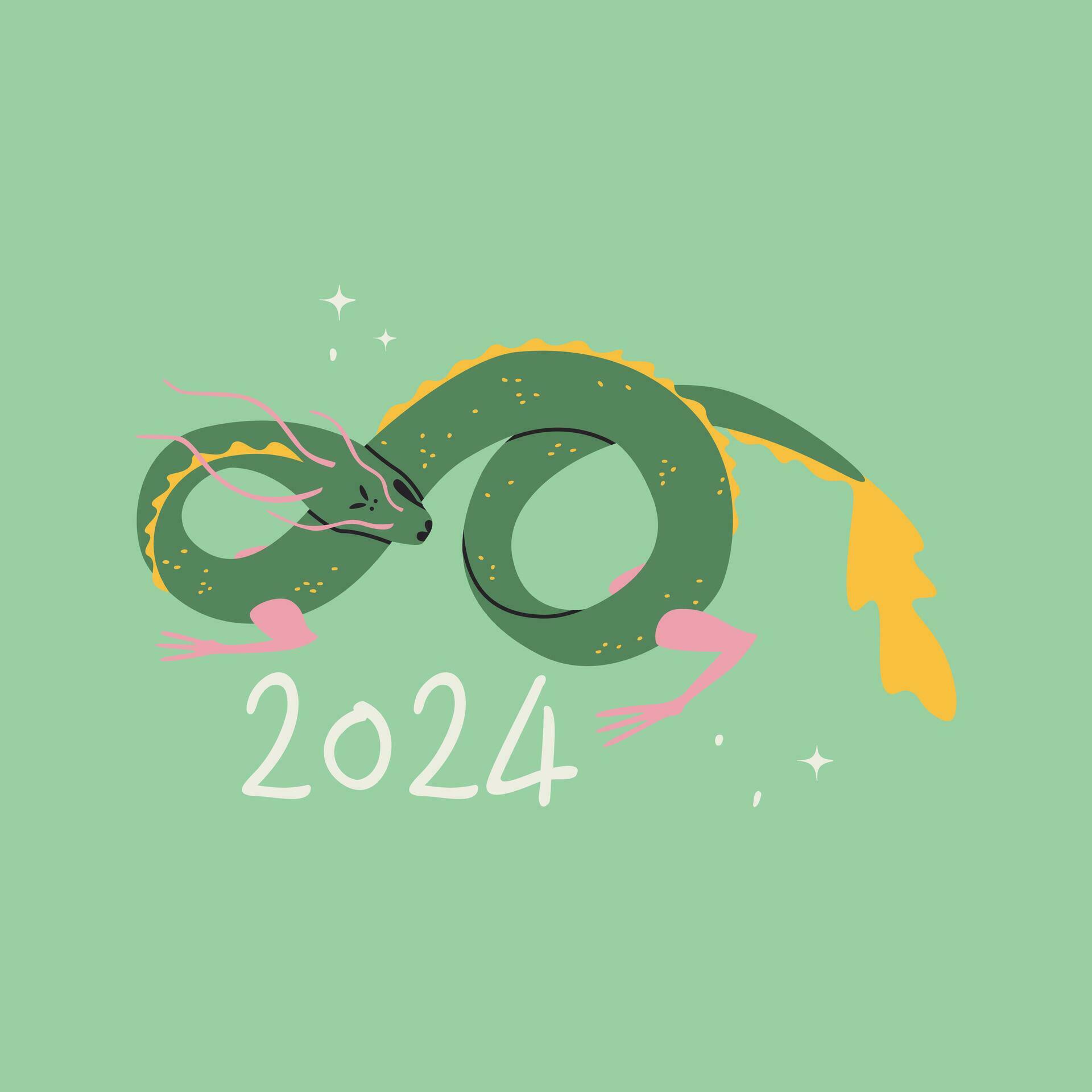 Dragon symbol of 2024. Chinese lunisolar calendar. Vector isolated