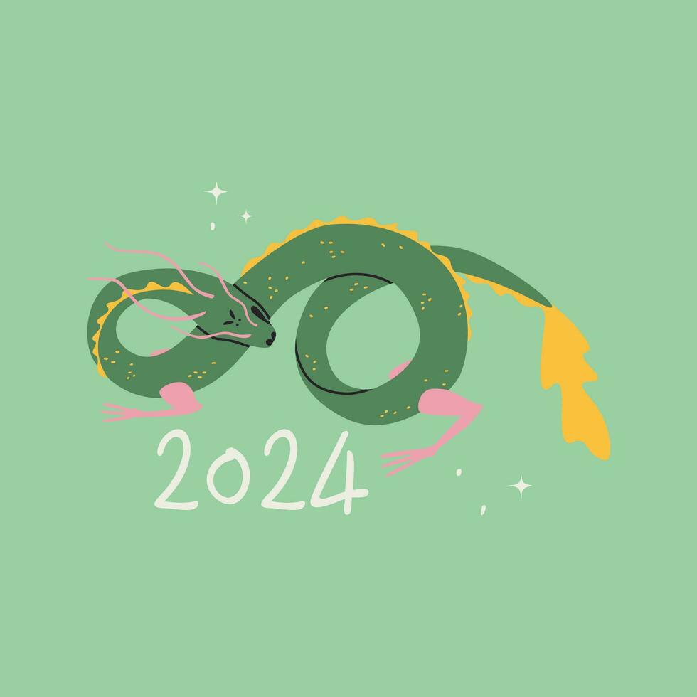 Dragon symbol of 2024. Chinese lunisolar calendar. Vector isolated illustration for design.