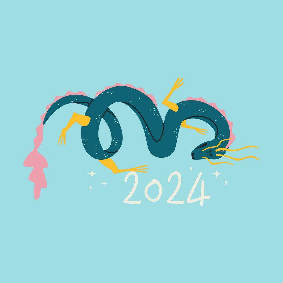 Dragon symbol of 2024. Chinese lunisolar calendar. Vector isolated
