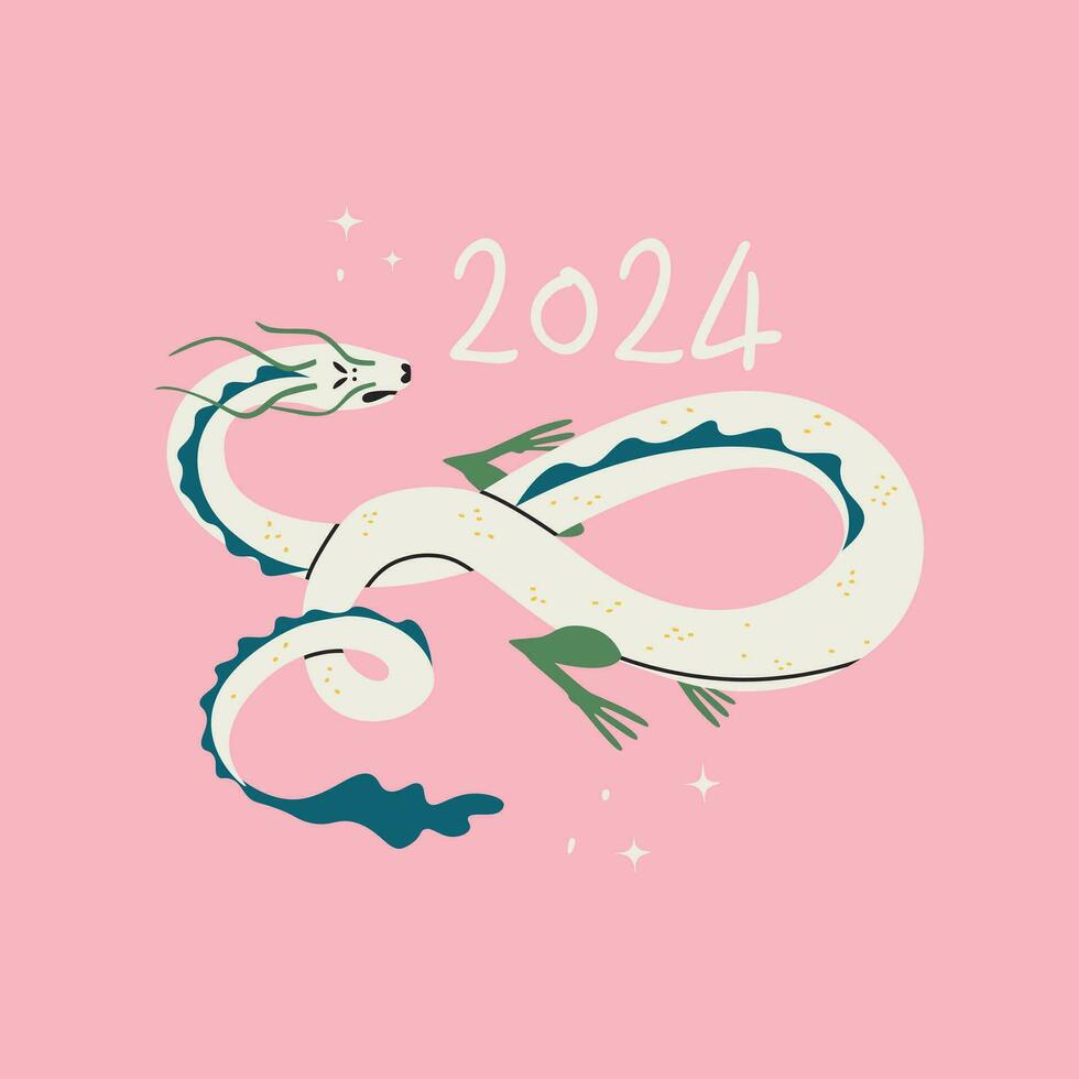 Dragon symbol of 2024. Chinese lunisolar calendar. Vector isolated illustration for design.