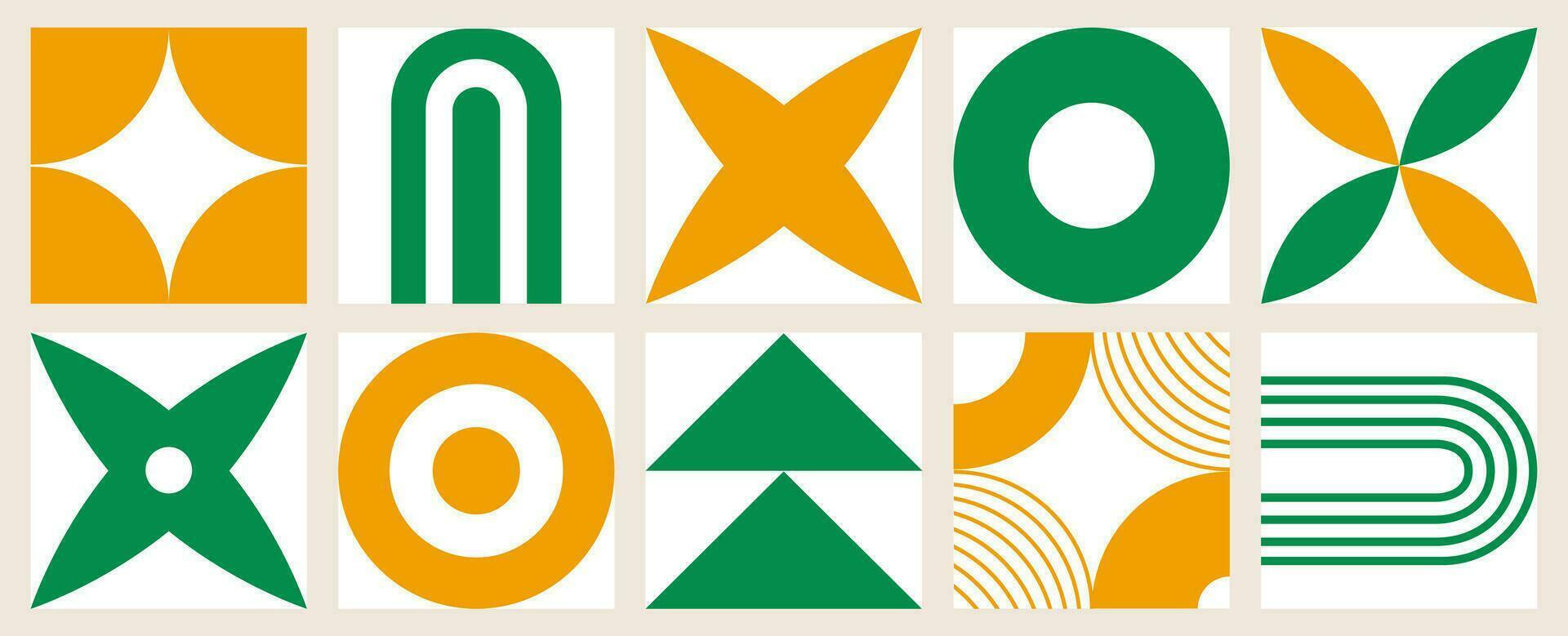 Set of abstract organic art style shapes. Big collection elements in trendy minimal design. Simple bauhaus style. Geometric pattern. Circle, triangle, lines of color art design. Vector illustration