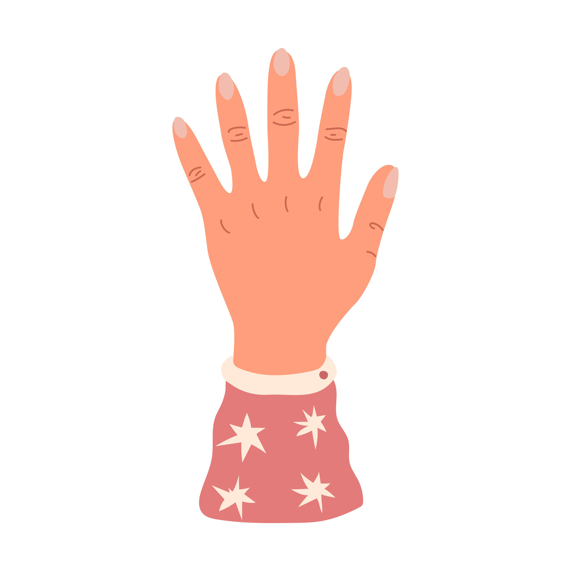 Hand raised up human arms with accessories Spread fingers outside of