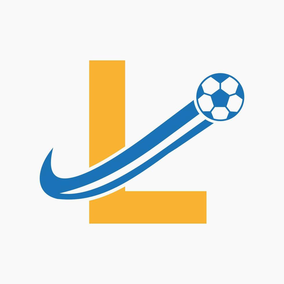 Initial Letter L Soccer Logo. Football Logo Concept With Moving Football Icon vector