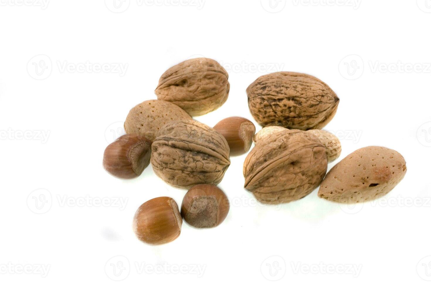 fresh healthy raw ripe nuts isolated on white background photo