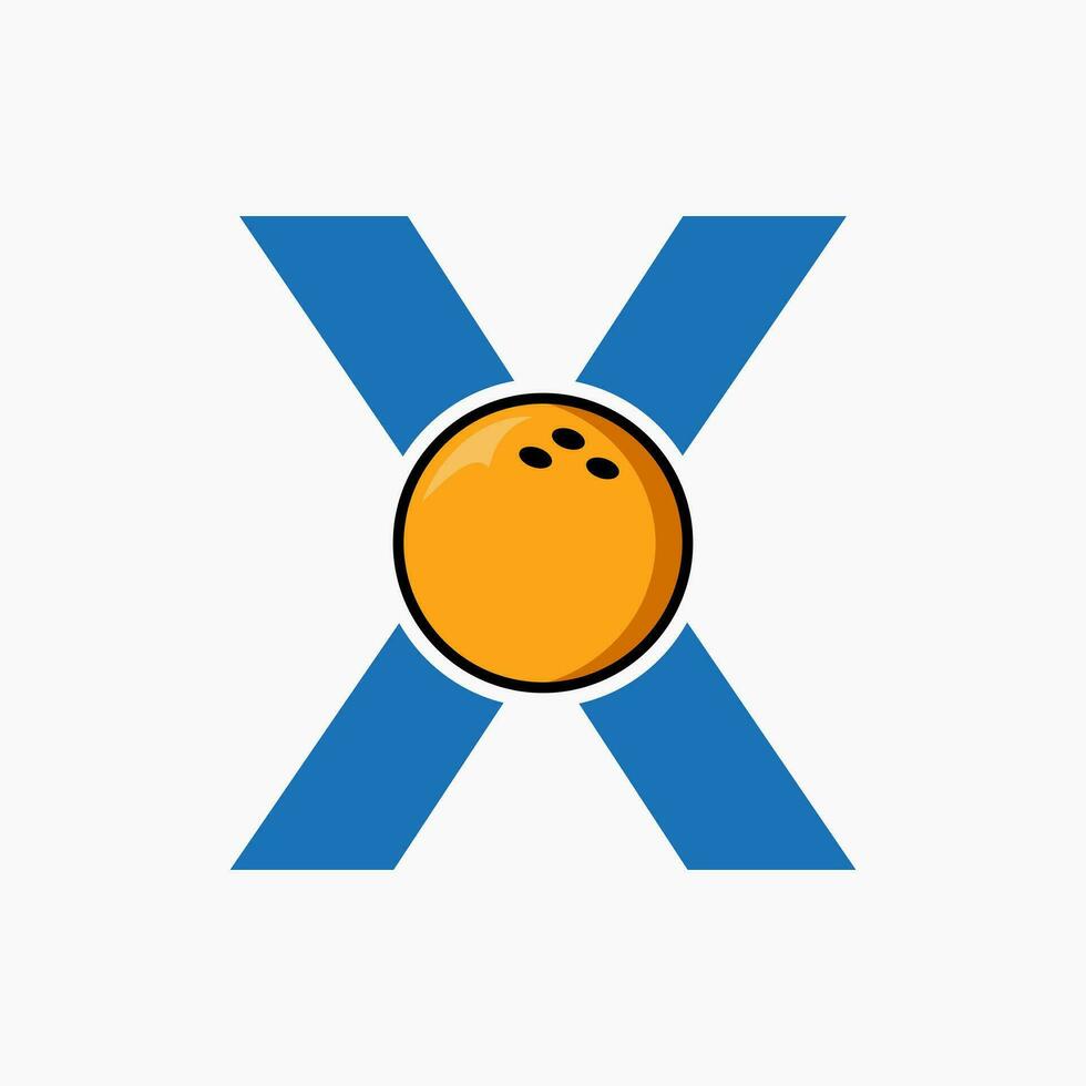 Letter X Bowling Logo. Bowling Ball Symbol With Moving Ball Icon vector