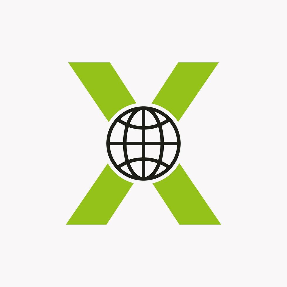 Letter X Global Logo Design. World Logotype Symbol Vector Template