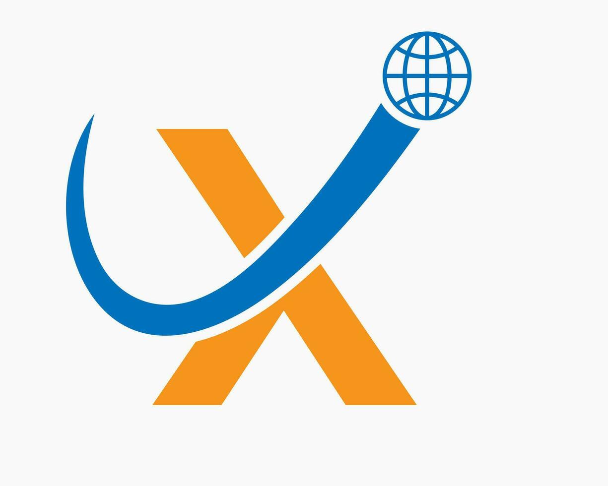 Letter X Global Logo Design. World Logotype Symbol Vector Template