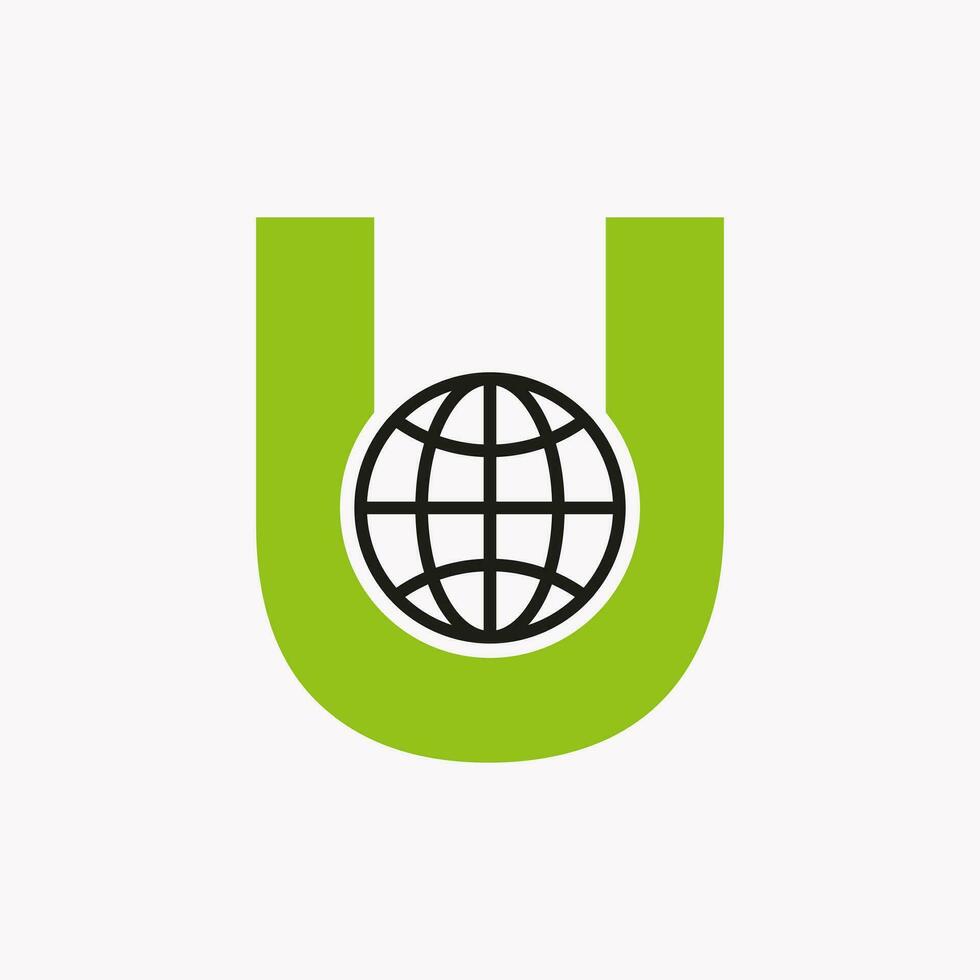 Letter U Global Logo Design. World Logotype Symbol Vector Template