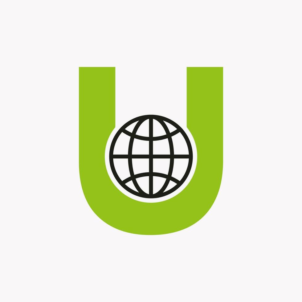 Letter U Global Logo Design. World Logotype Symbol Vector Template