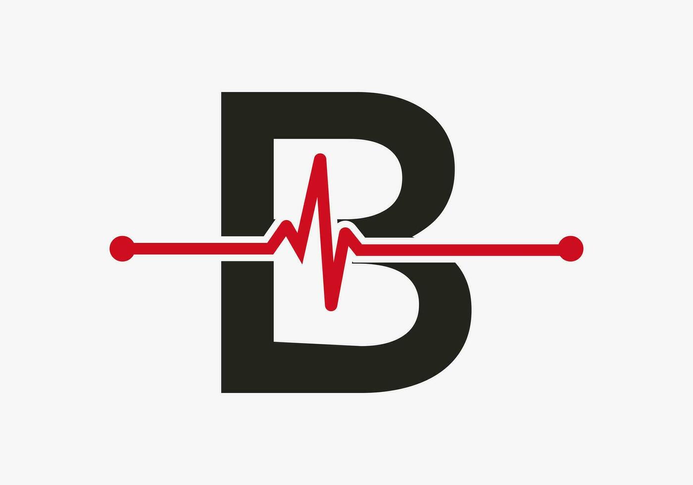 Letter B Heartbeat Logo For Medical or Health Symbol. Medical Logo Template Design vector