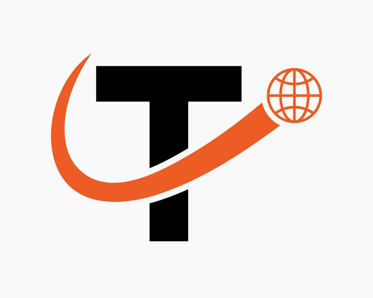 letra t global logo diseño. mundo logotipo símbolo vector modelo