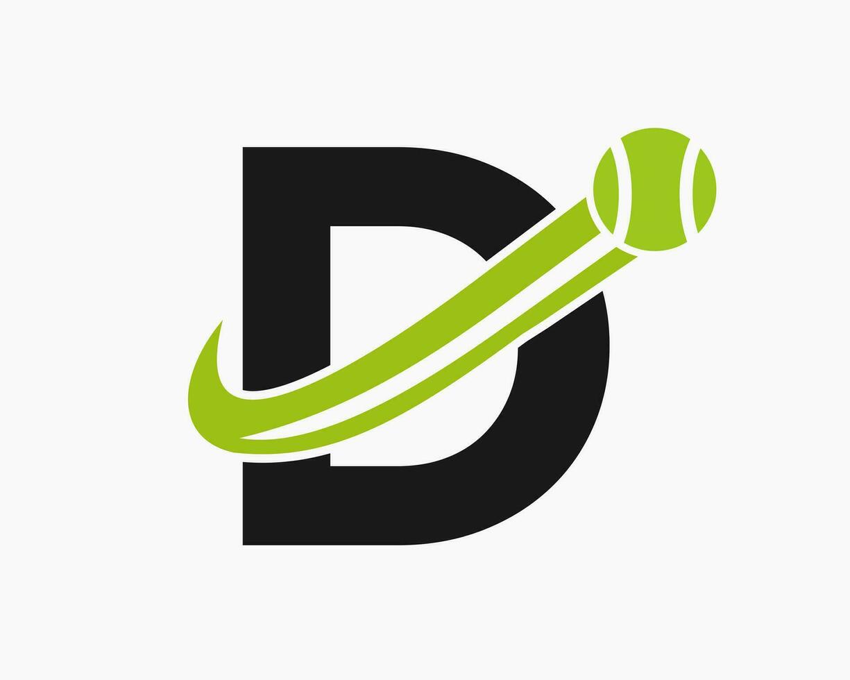 plantilla de diseño del logotipo del club de tenis letra d. academia deportiva de tenis, logotipo del club vector