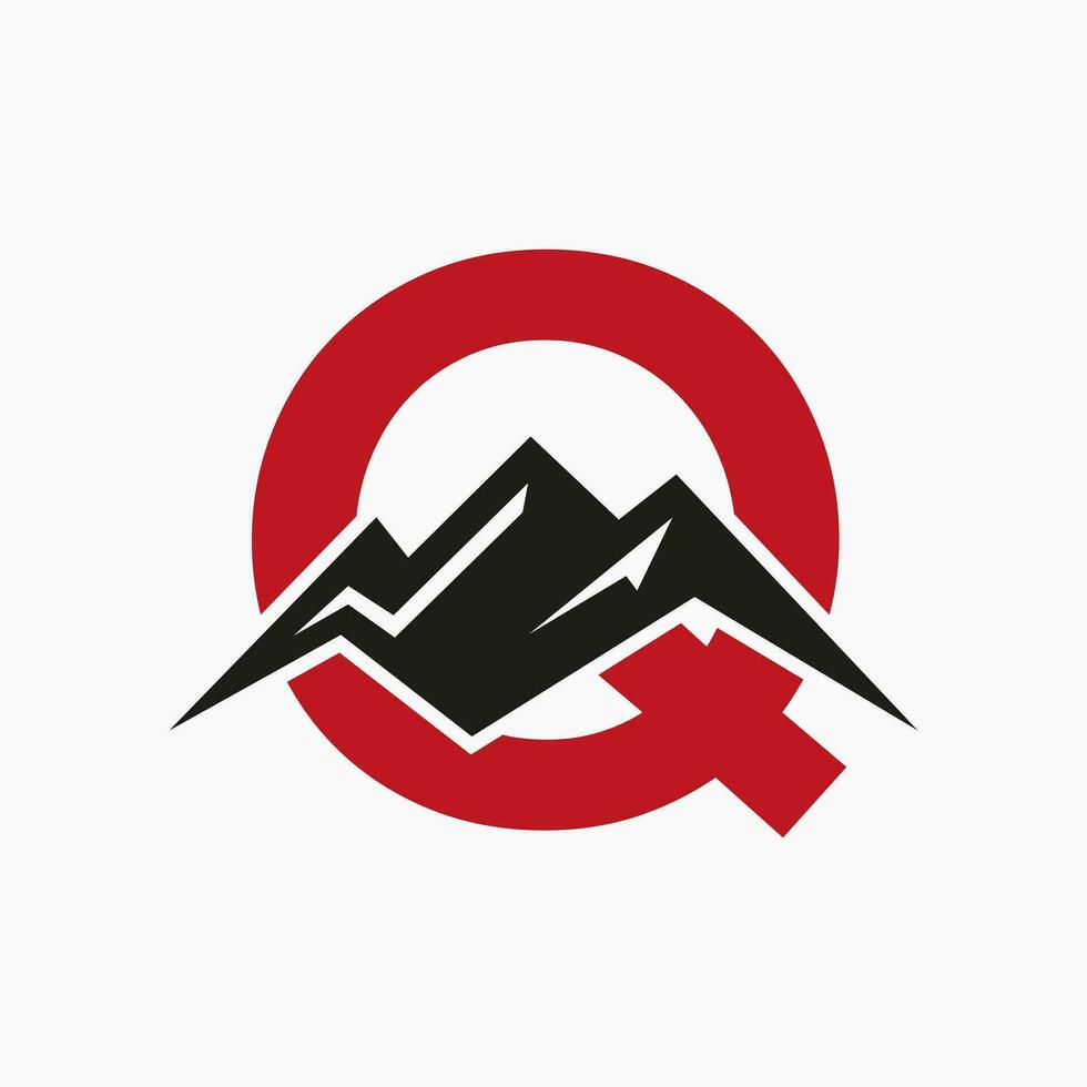 Letter Q Mount Logo. Mountain Nature Landscape Logo Combine With Hill Icon and Template vector