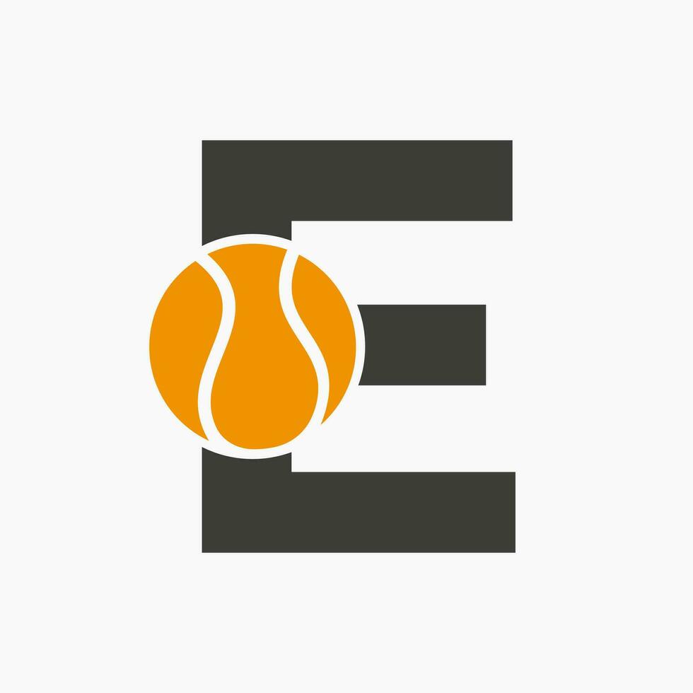 Tennis Logo On Letter E. Tennis Sport Academy, Club Logo Sign vector