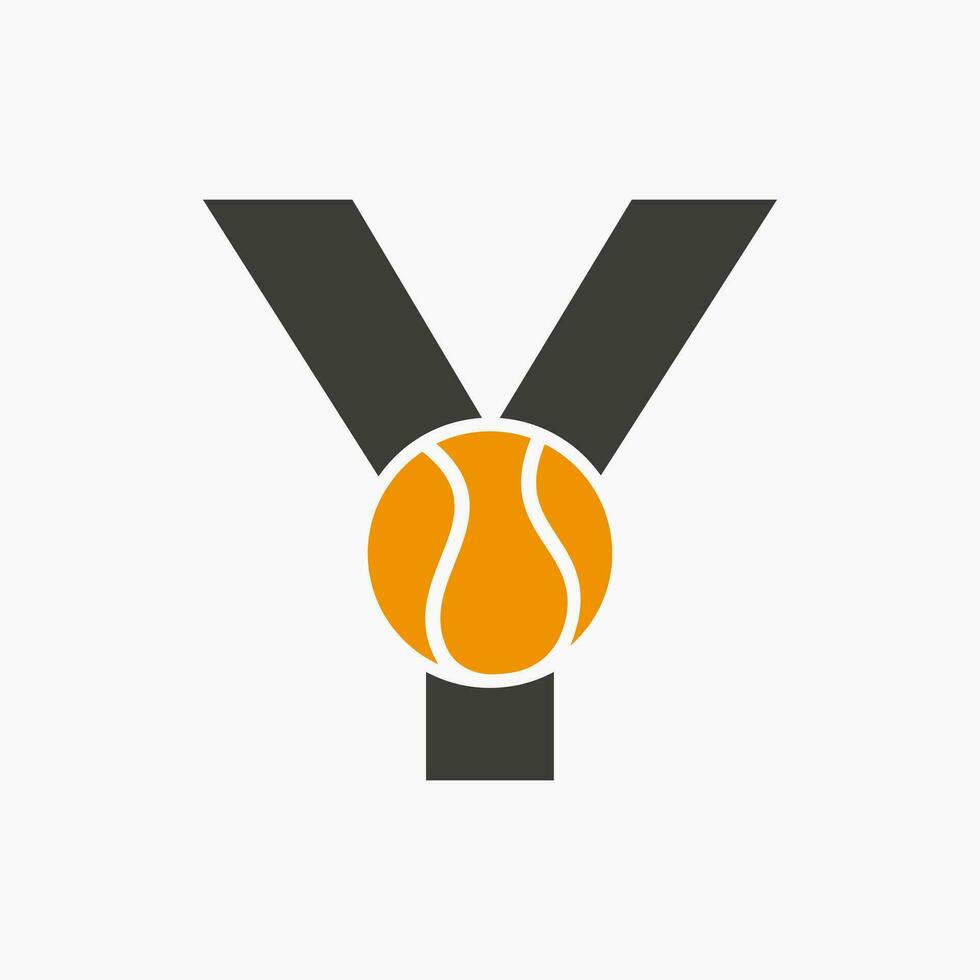 Tennis Logo On Letter Y. Tennis Sport Academy, Club Logo Sign vector