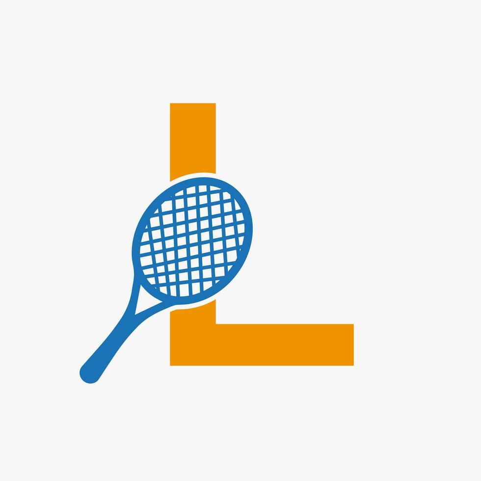 Letter L Padel Tennis Logo. Padel Racket Logo Design. Beach Table Tennis Club Symbol vector