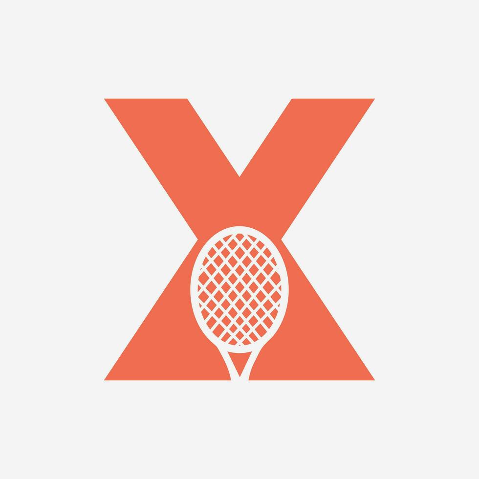 Letter X Padel Tennis Logo. Padel Racket Logo Design. Beach Table Tennis Club Symbol vector