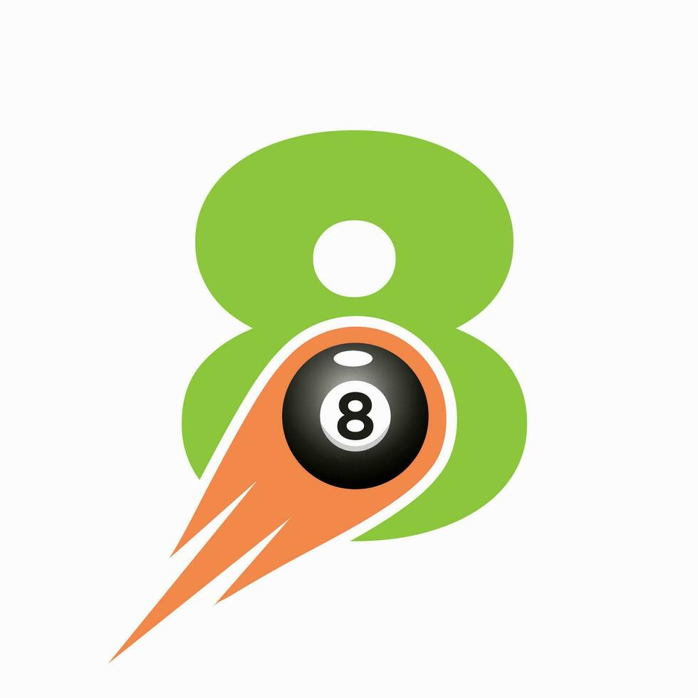 Letter 8 Billiard Sports Team Club Logo. 8 Ball Pool Logo Design Template vector