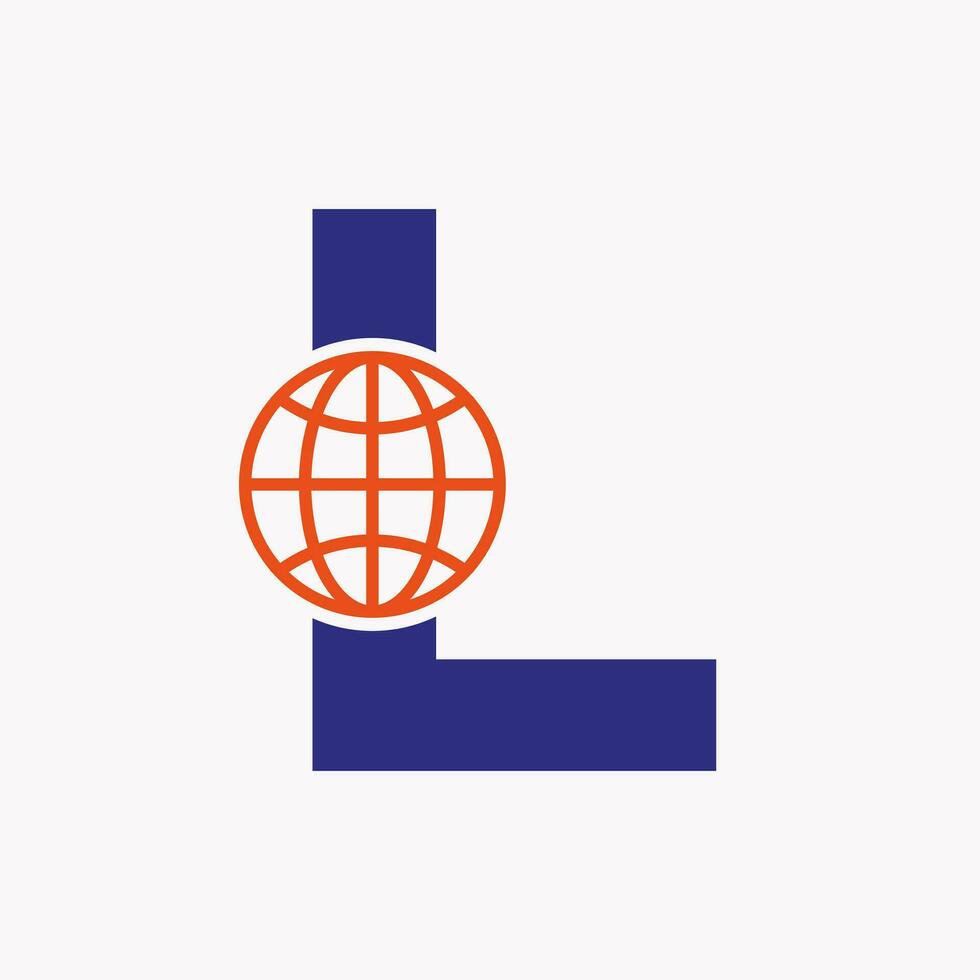 Letter L Global Logo Design. World Logotype Symbol Vector Template