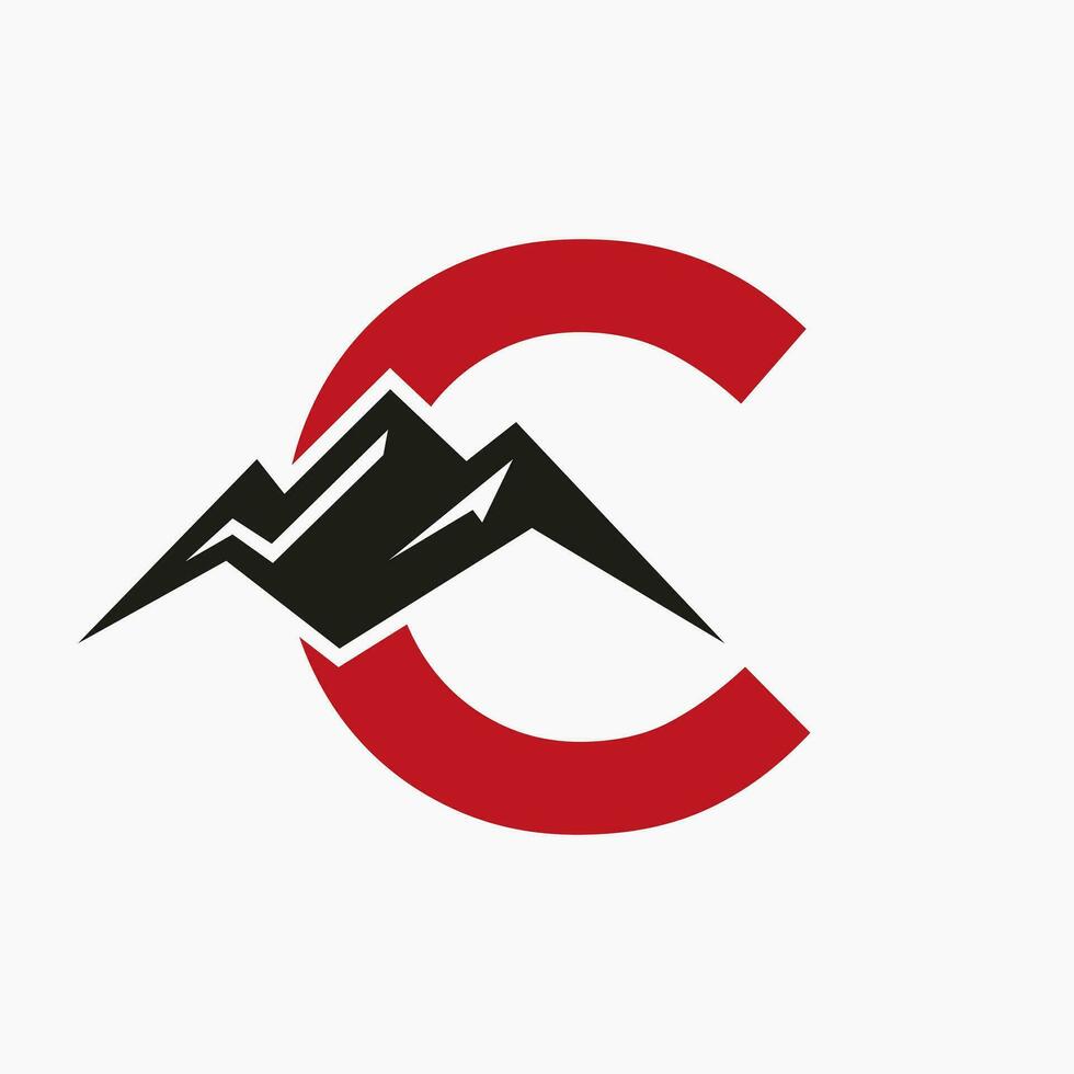 Letter C Mount Logo. Mountain Nature Landscape Logo Combine With Hill Icon and Template vector