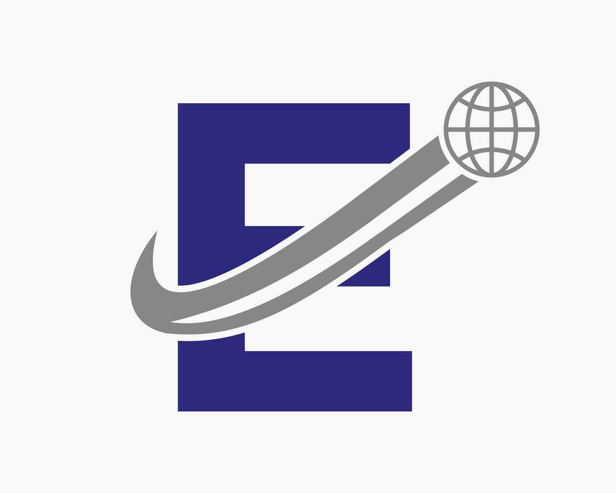 Letter E Global Logo Design. World Logotype Symbol Vector Template