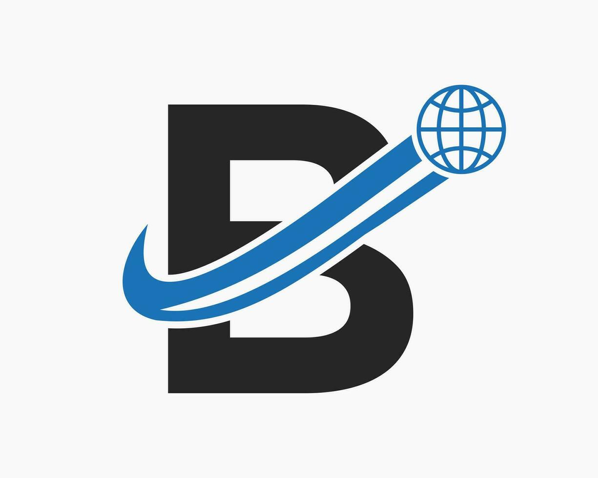 Letter B Global Logo Design. World Logotype Symbol Vector Template