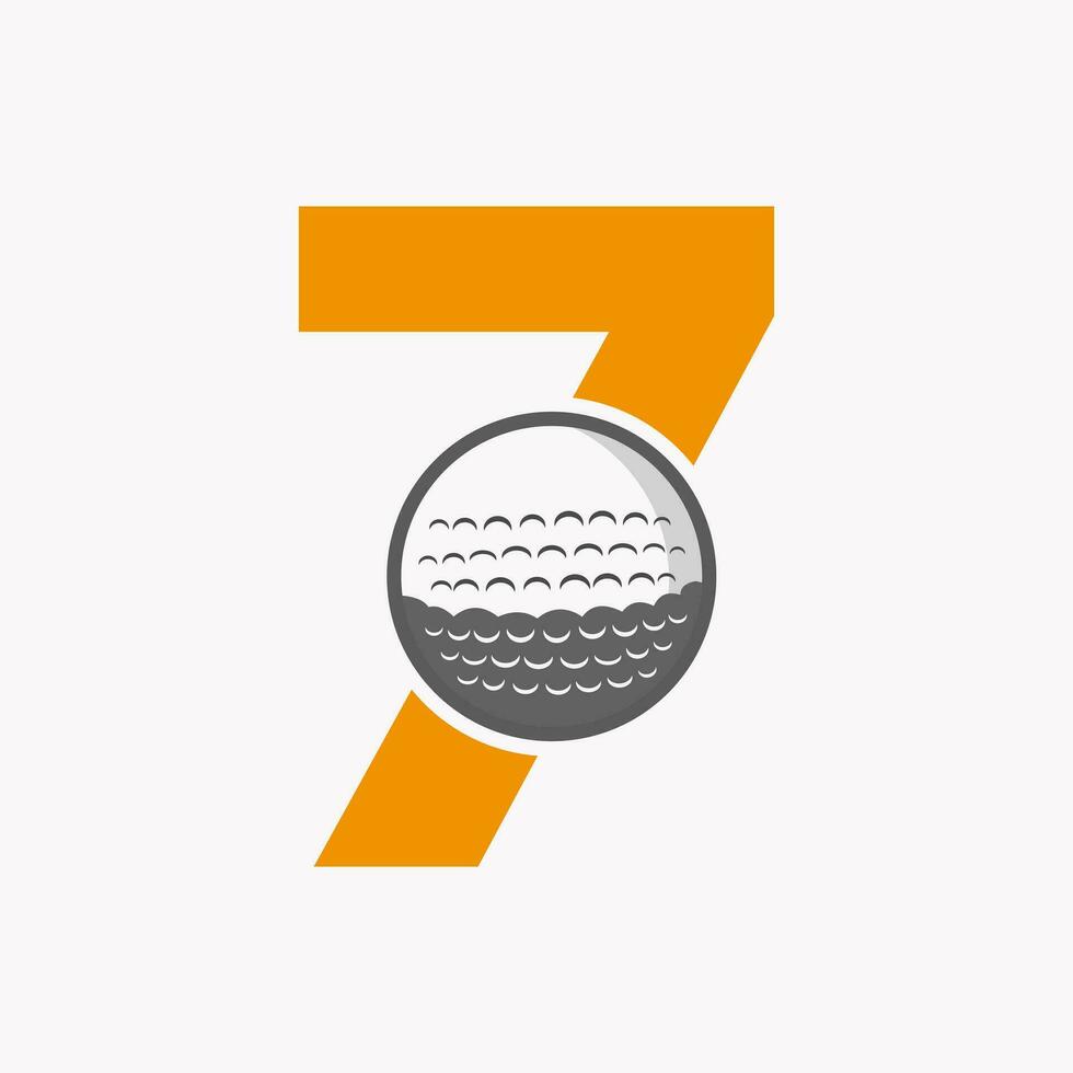 Golf Logo On Letter 7. Initial Hockey Sport Academy Sign, Club Symbol vector
