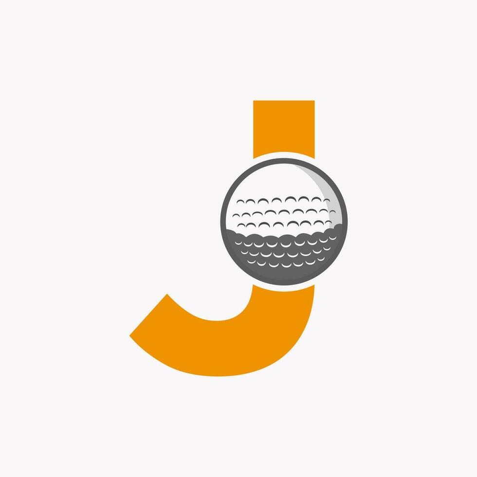 Golf Logo On Letter J. Initial Hockey Sport Academy Sign, Club Symbol vector