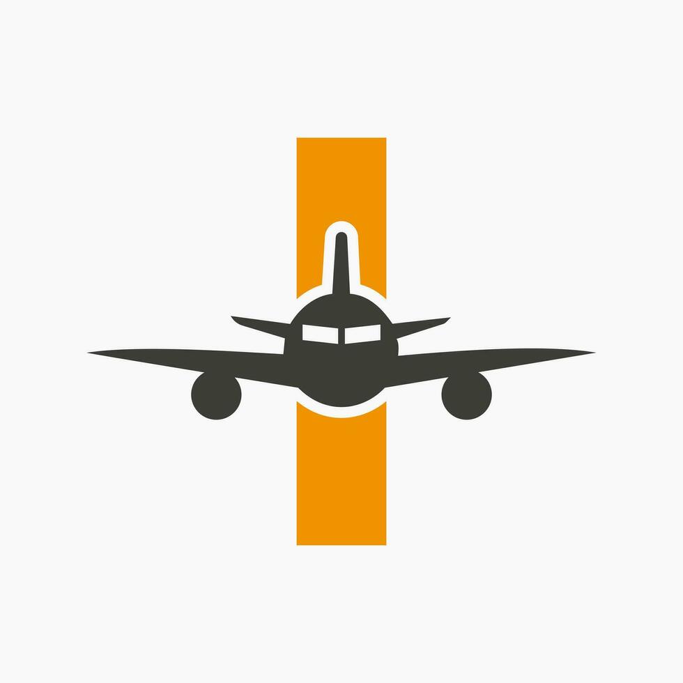 inicial letra yo viaje logo concepto con volador aire avión símbolo vector