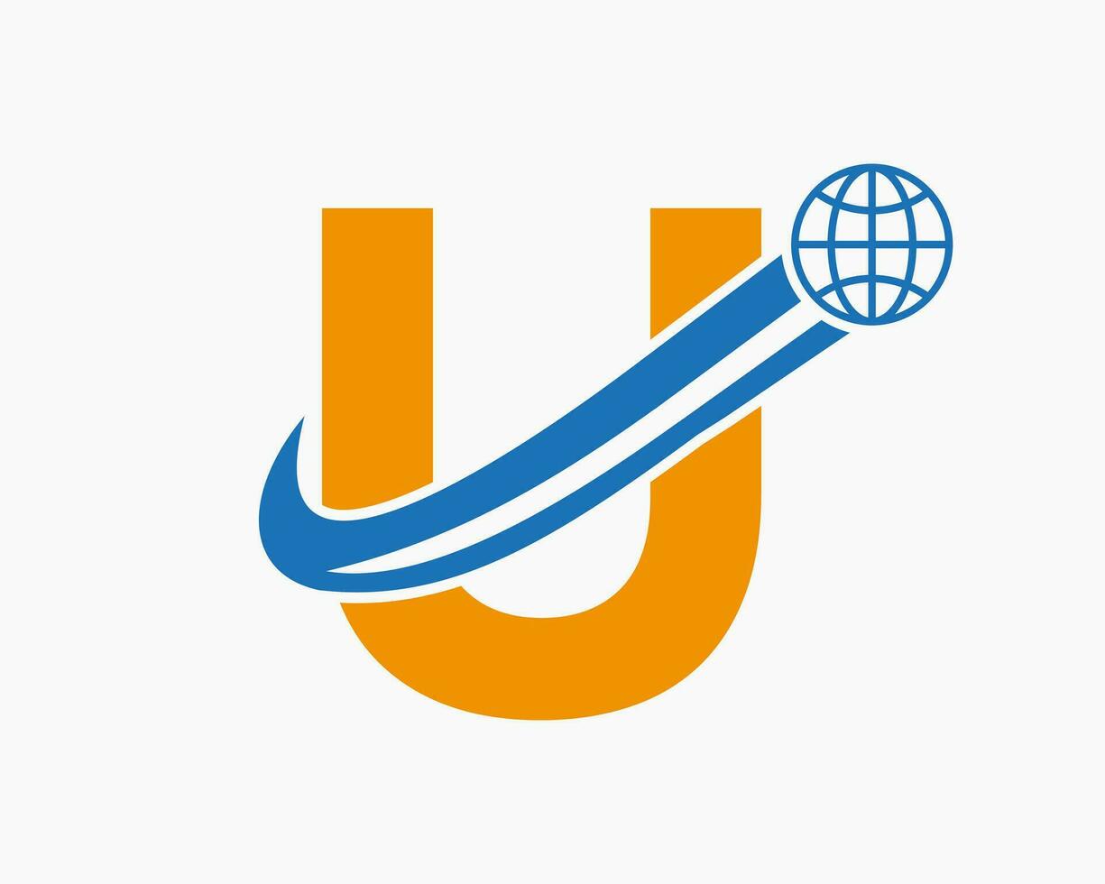 Letter U Global Logo Design. World Logotype Symbol Vector Template