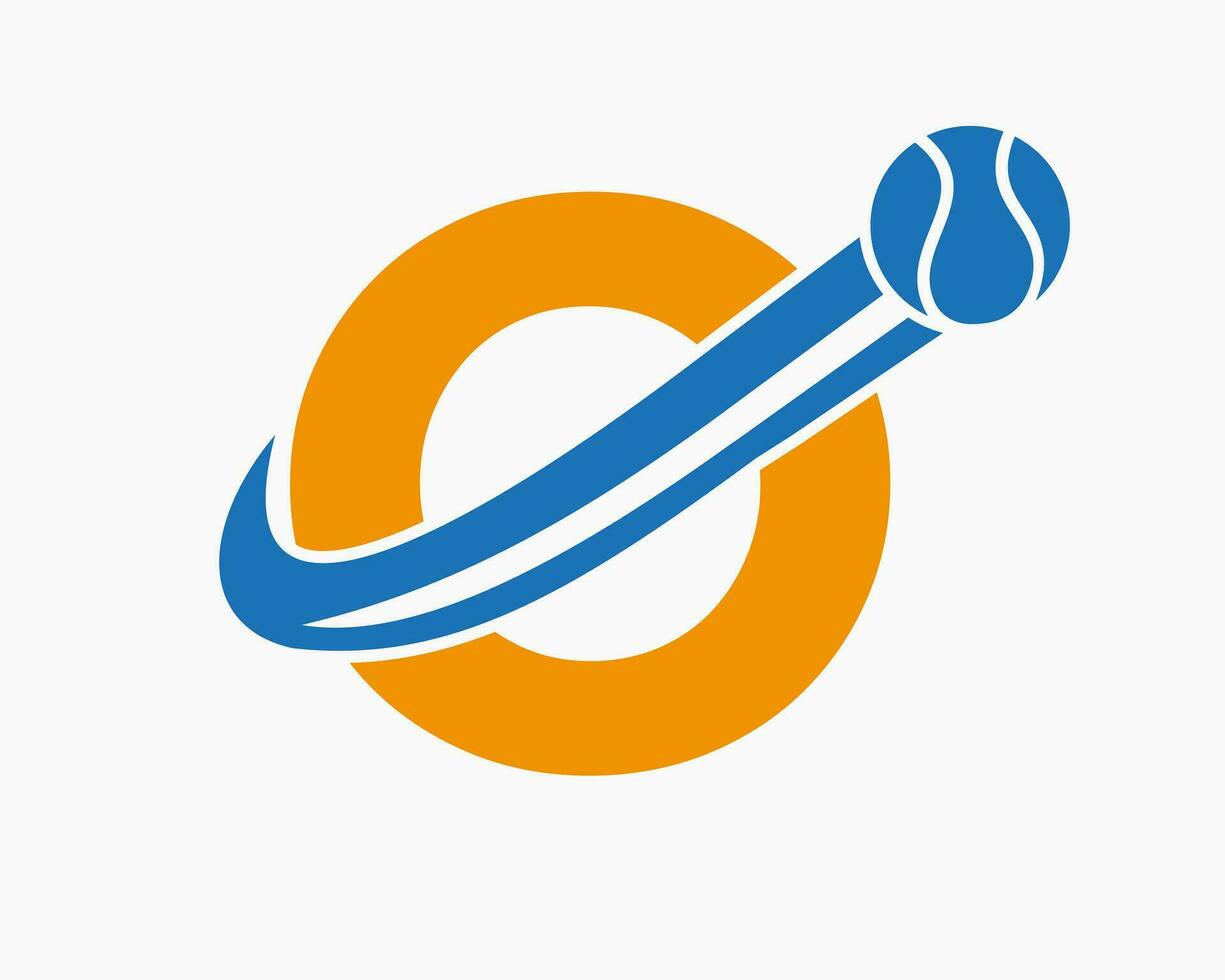Tennis Logo On Letter O. Tennis Sport Academy, Club Logo Sign vector